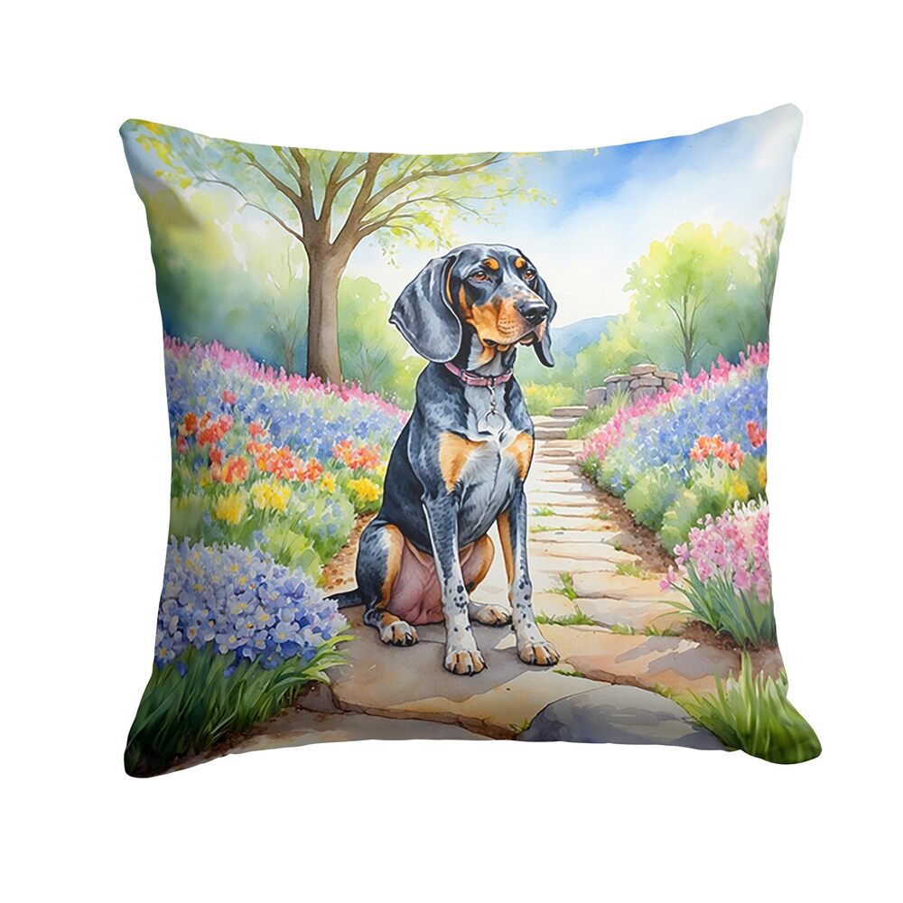 1107 Spring Path Throw Pillow, 18Hx18W, Bluetick Coonhound 6572